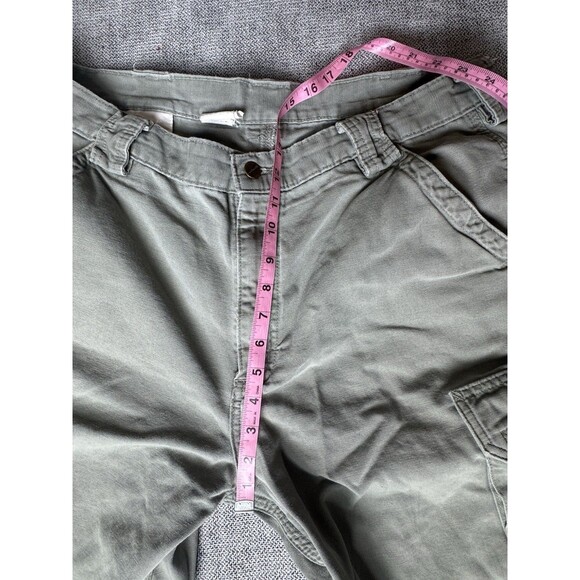 Carhartt Cargo Shorts Size 36 Loden Green B164LDN Canvas Workwear y2k Distressed - Picture 11 of 16